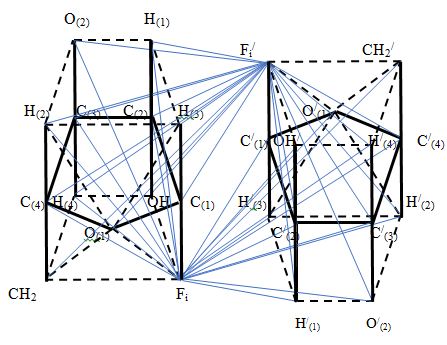 Figure 13: The two sugar molecules in a simplified form with anti-parallel edges.