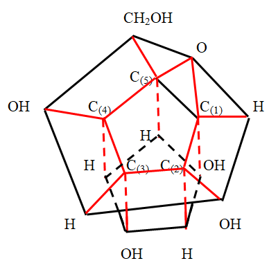 Figure 9: The spatial simplified images of the α - D - glucose molecule (α - anomer).