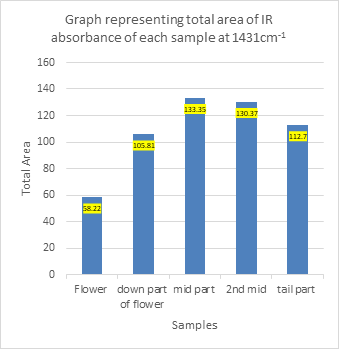 Figure 6: Graph representing the total area of IR absorbance at 1431cm-1.