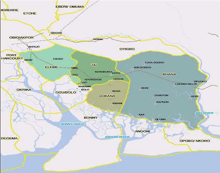 Figure 1: Map of Ogoni land.