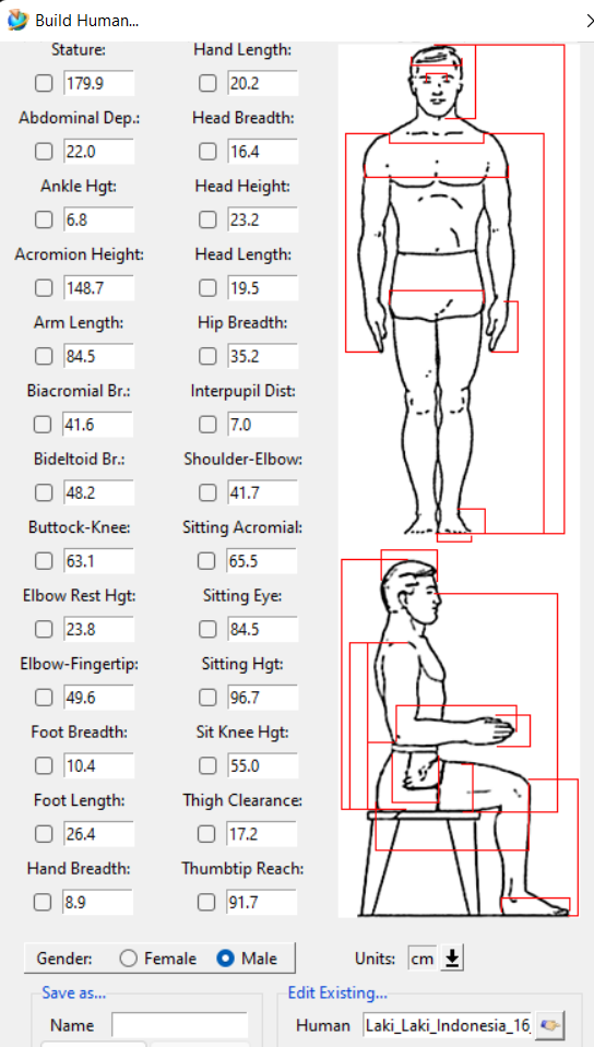 Figure 2: User Anthropometry.