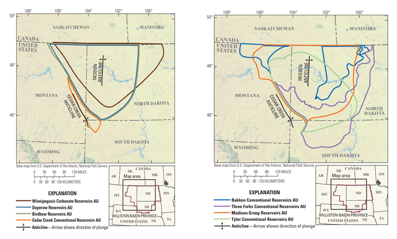 Figure 1: The Bakken and Three Forks Formation Assessment Units (AUs) Map [28].