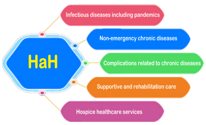 Figure 4: The development of home-based healthcare and potential spectrum of HaH.