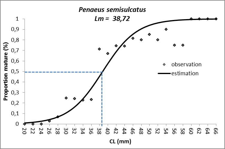 Figure 3: Von Bertalanffy growth curve of tiger prawn (P. semisulcatus) in Bombana waters.