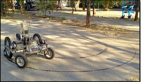 Figure 8: Determination turning radius of unmanned remote control agricultural vehicle.